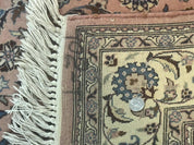 Pak Persian Rug 4x6, Pink and Cream, Very Fine 225 KPSI, Handmade Wool Oriental Carpet