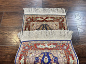 Silk Turkish Hereke Rug 2x3, Peacocks Birds, Signature from Master Weaver, Super Finely Hand Knotted 550 KPSI, Animal Pictorials