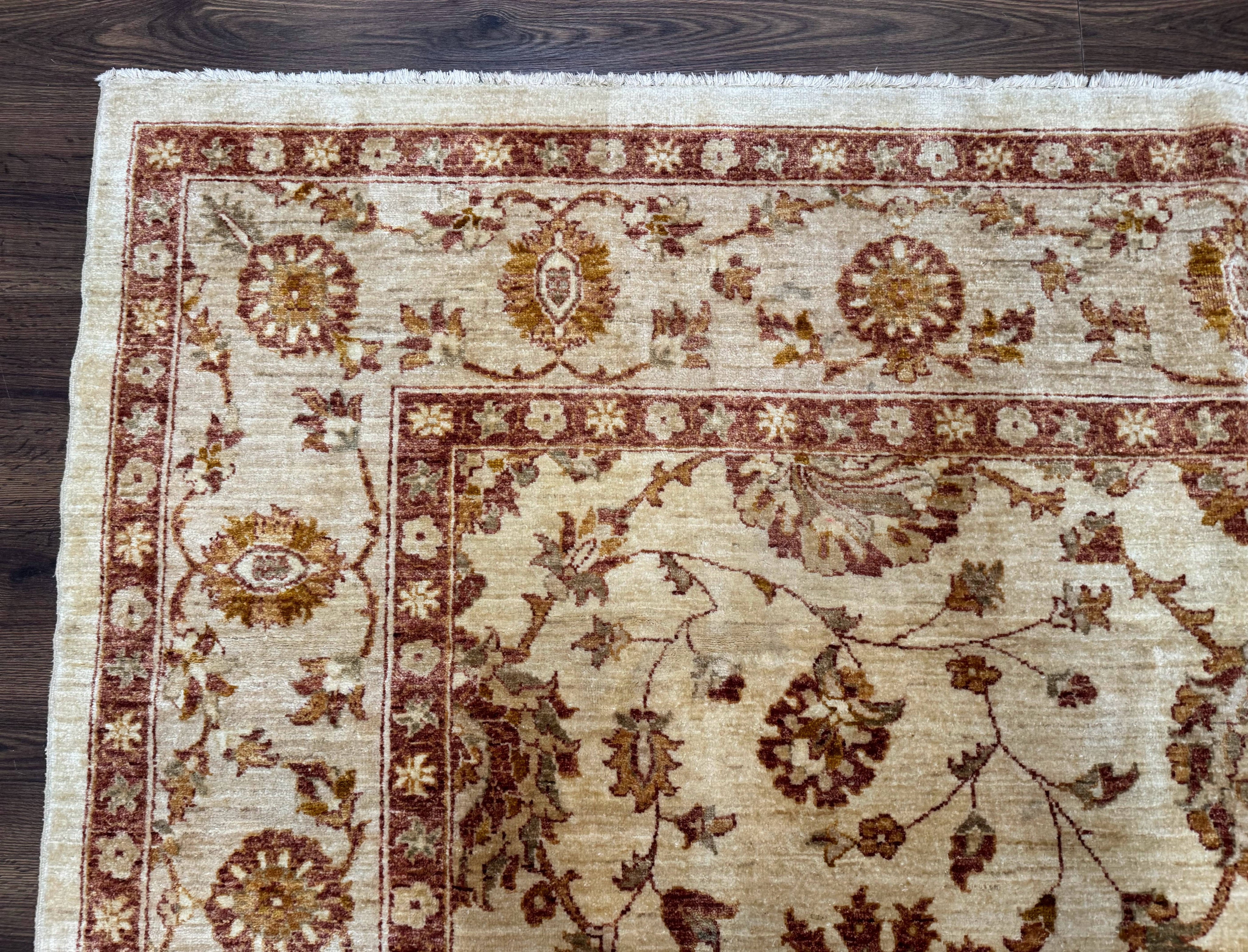 Pakistani Peshawar Rug 8x10, Pak Persian Traditional Oriental Carpet, Handmade, Wool, Allover Pattern