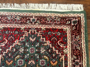 Green Indo Persian Bidjar Runner Rug 3x10, Green and Red