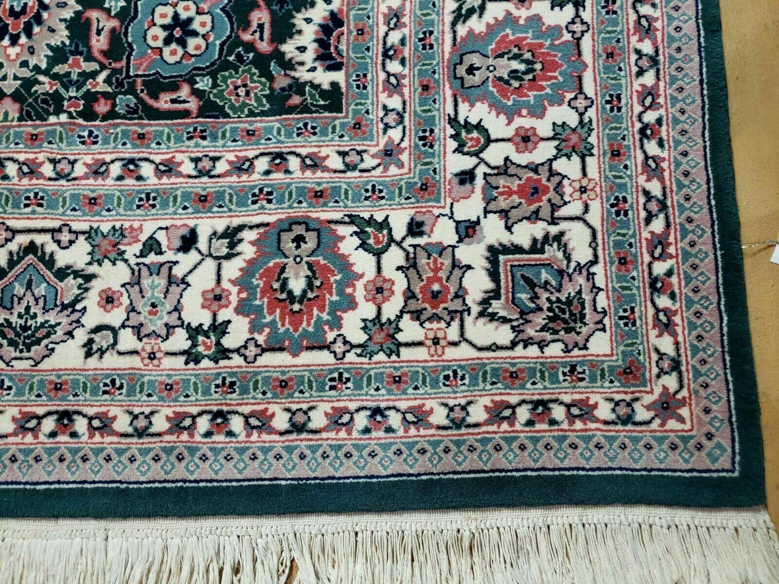 8' X 10' Handmade Indian Oriental Wool Rug Carpet Organic Dye Forest Green Nice