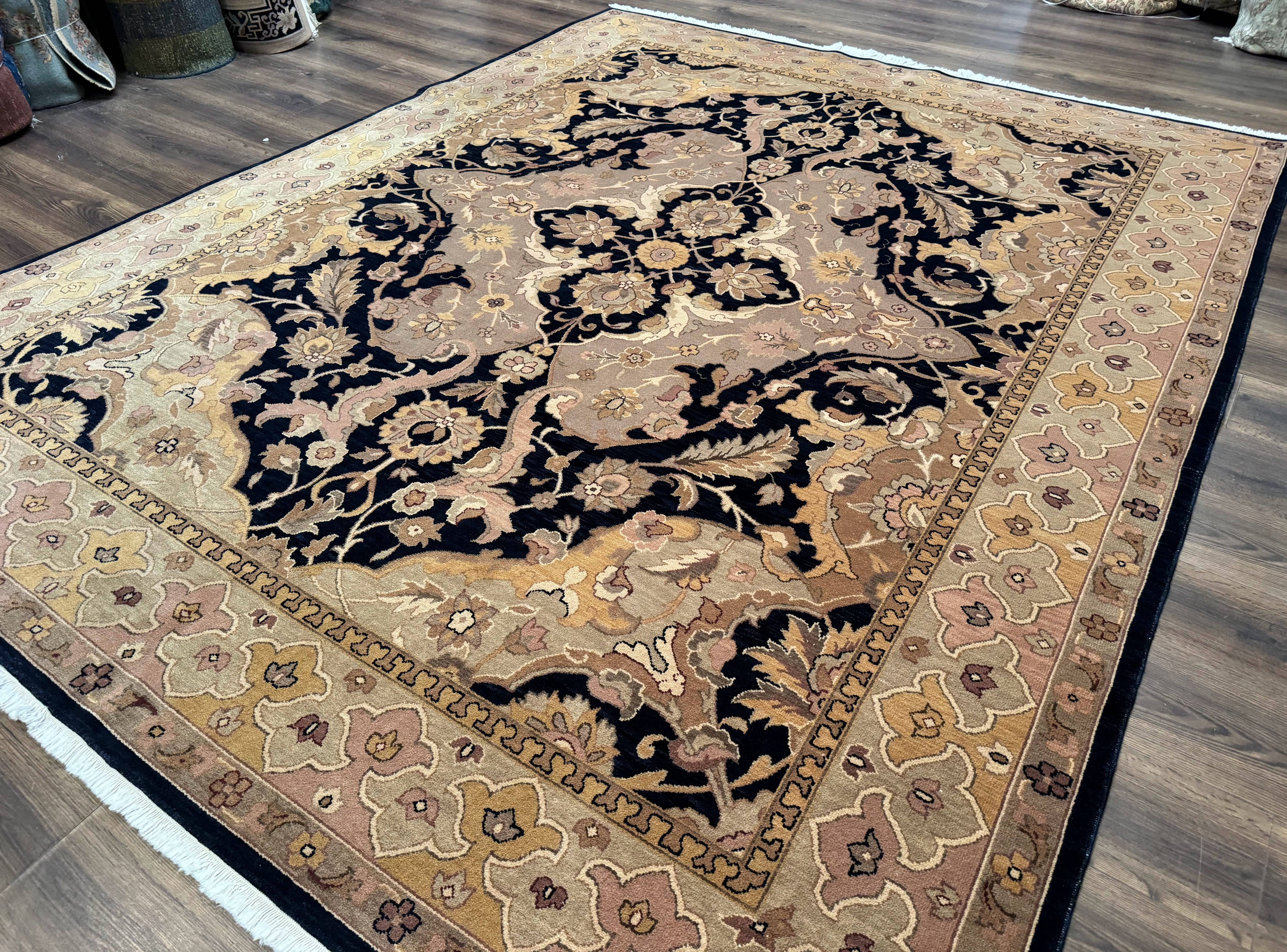 Handmade Wool Rug 8x10, Black & Dark Beige, Nourison, Traditional Rug