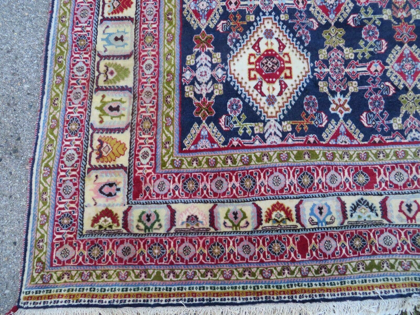 Oversized Persian Shiraz Tribal Rug 13x19, Palace Sized Oriental Carpet, Handmade Hand-Knotted X Large Rug, Red Blue Cream, Allover Herati Pattern