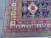 Oversized Persian Shiraz Tribal Rug 13x19, Palace Sized Oriental Carpet, Handmade Hand-Knotted X Large Rug, Red Blue Cream, Allover Herati Pattern