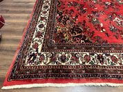 Palace Size Persian Rug 11x18, Red, Bibikabad Rug, Handmade Large Wool Carpet, Persian Hamadan Rug, Dargazin Rug