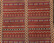 Moroccan Kilim Rug 4x8, Flatweave, Bohemian, Red Ivory Orange
