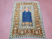 Antique Turkish Anatolian Ghiordes Prayer Rug, Twin Mihrabs, Rare Collectible Oriental Rug, Early 20th Century Prayer Rug, 3'9" x 5'2"