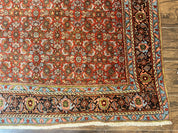 Antique Persian Bidjar Rug 5x7, Repeated Allover Herati Pattern, Red, Handmade Wool Carpet