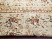 Needlepoint Rug 8x10 Aubusson Rug Victorian Floral Rug Handmade French Style French Decor Garden Panel Beige 8 x 10 Area Rug 100% Wool