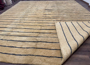 Modern Nepali Rug 13 x 15.6, Palace Size Wool Custom Made Rug, Tan, Large Nepali/Tibetan Carpet