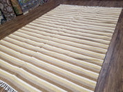 Indian Striped Blanket 6x9, Large Indo Kilim Area Rug, Earthern Tones Woolen Hand-Woven Flatweave South American Style Queen Size Bedspread