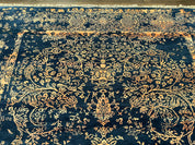 Area Rug 8x10 High Quality Handmade Oriental Carpet, Modern Contemporary Rug, Rug for Living Room, Wool Rug, Blue and Gold, Pakistani Rug