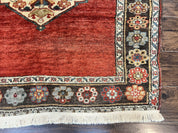 Antique Persian Bidjar Rug 4x8, Triple Medallions, Handmade Oriental Carpet, 1920s Rug, Wool Rug, Red