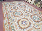 New Chinese Needlepoint Rug 8x14 - 9x14, French European Panel Design, Elegant Dining Room Rug, Flatweave Hand Woven Carpet, Handmade, Wool