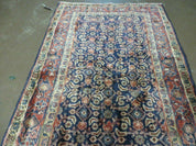 3'7" X 10' Antique Handmade India Floral Oriental Wool Runner Rug Organic Blue