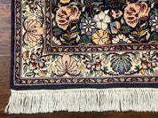 Square Pak Persian Small Rug 2.7 x 2.7, William Morris Design, Dark Green, Floral, Handmade