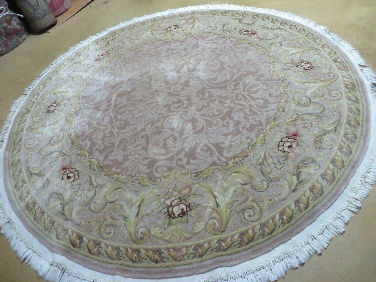 6' X 6' Round Handmade Fine Chinese Floral Oriental Silk Wool Rug Carpet Nice