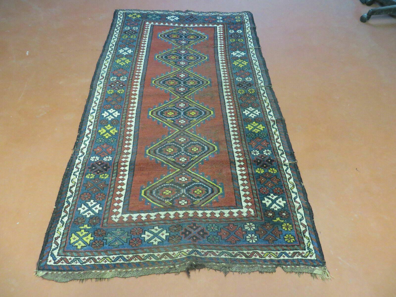 3' X 6' Antique 1920s Handmade Caucasian Karabagh Ganjeh Talesh Wool Rug Nice