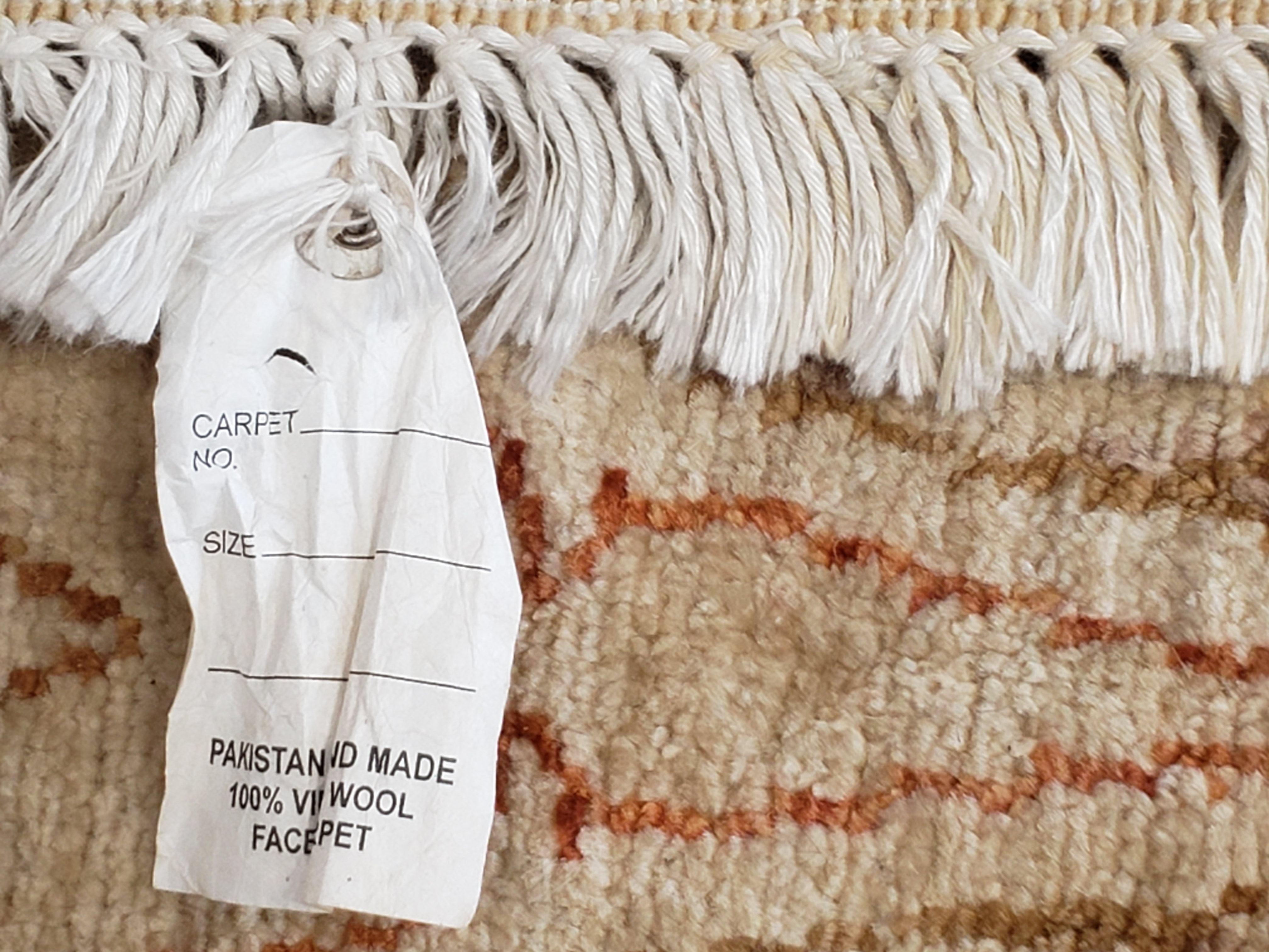 8x10 Oushak Rug, Pakistani Peshawar Wool Carpet, Beige Tan