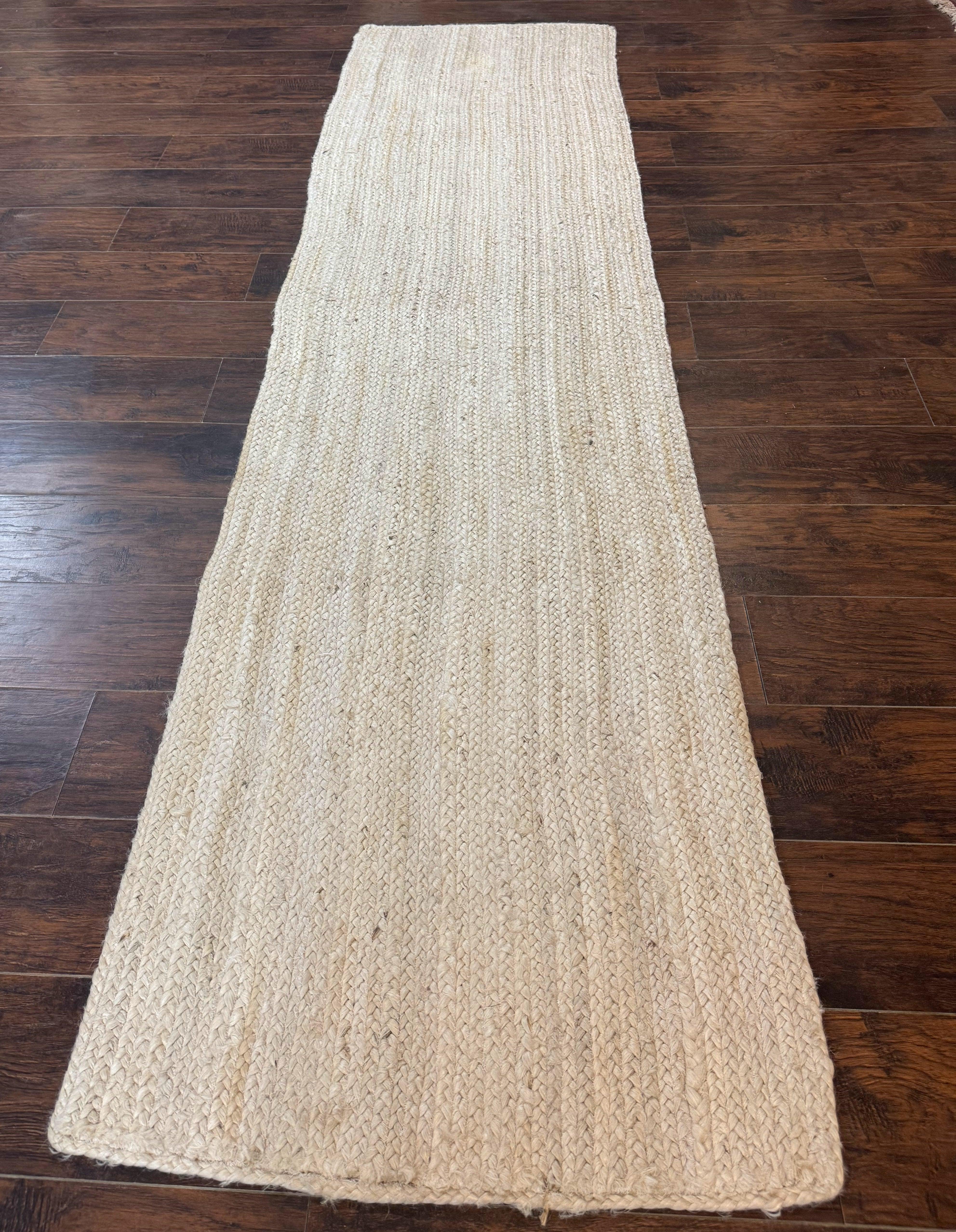 Modern Jute Runner Rug 2.7 x 10, Rug for Hallway or Kitchen, Farmhouse Rug