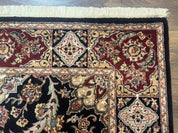 Pak Persian Rug 4x6, Black and Burgundy, Floral Allover, Wool and Silk