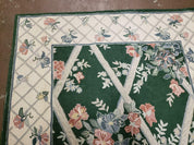 3' 6" X 5' 6" Hand Stitched Indian Wool Rug with Backing Green Beige