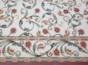 Needlepoint Rug 9x12, European Aubusson Design, Floral Allover Garden Pattern, New Needlepoint Area Rug, Ivory Rug, Hand Woven, Flatweave