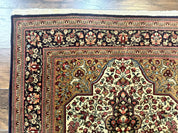 Persian Qum Rug 3.6 x 5, Kork Wool, Very Finely Hand Knotted 325 KPSI, Rare, Semi Antique