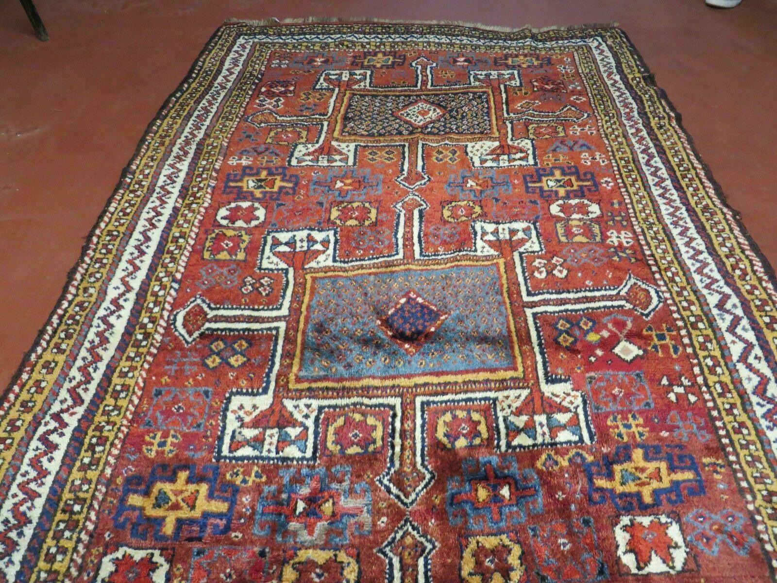 Antique Moroccan Runner Rug 4x9, Wide Runner, Hand Knotted Tribal Oriental Carpet, Hallway Rug, Geometric Medallions, Red, Bohemian Rug Nice