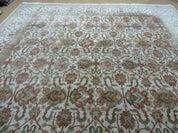 8' 5" X 12' Handmade India Agra Floral Oriental Wool Rug Tea Washed Carpet Nice