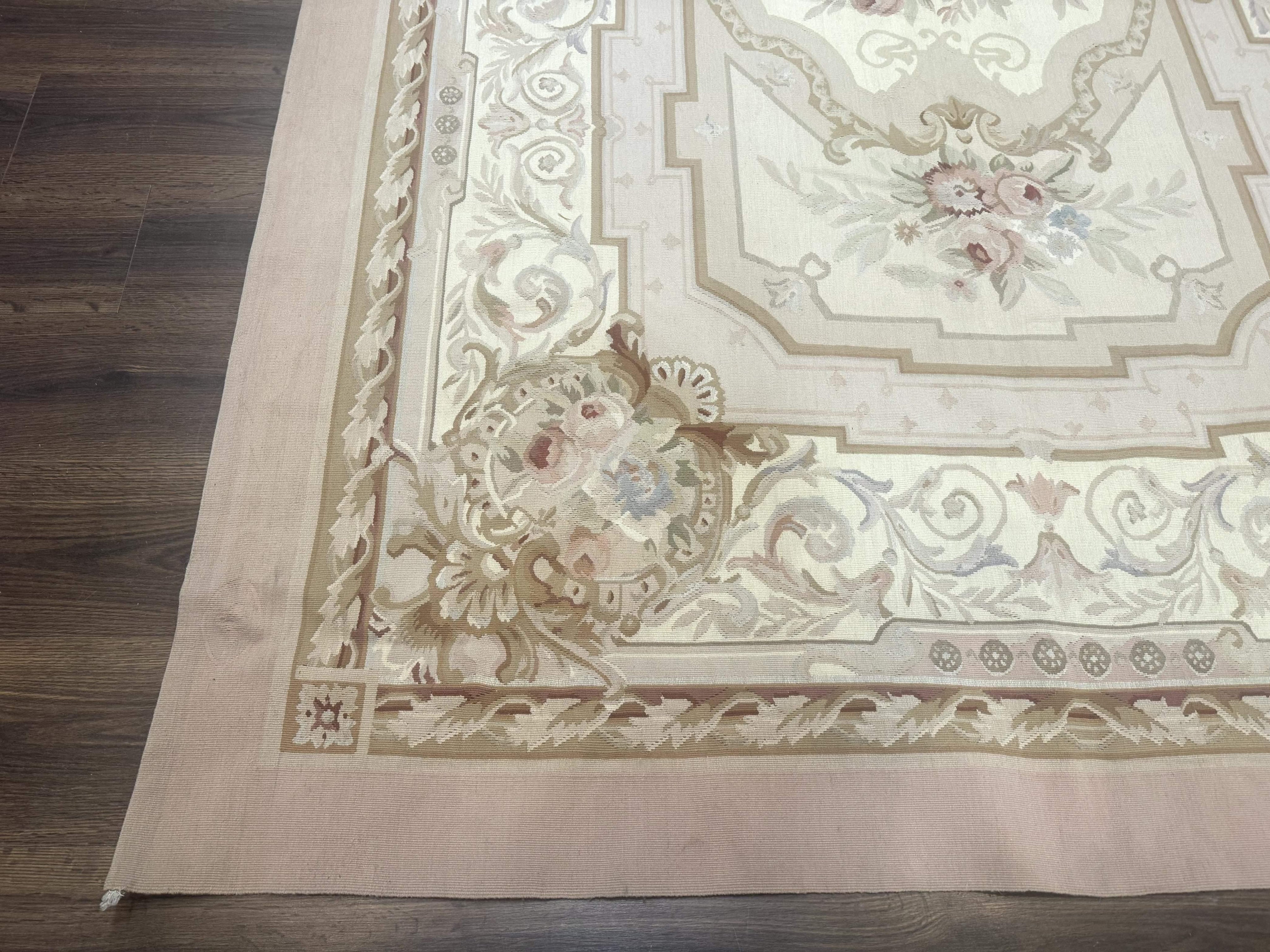 Aubusson Rug 6x9, Elegant, Flatweave, French European Design