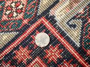 Persian Wide Runner Rug 4.8 x 10, Persian Kalegi Ardabil Rug, Perpedil Caucasian Rug, Antique Handmade Wool Carpet, Navy Blue Red, Tribal Rug