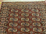 4' X 4' Antique Handmade Turkoman Bokhara Balouch Woven Wool Rug Brick Red Nice
