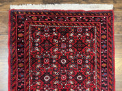 Persian Runner Rug 3 x 16, Wool Handmade Long Antique Hamadan Oriental Rug for Hallway, Red Tribal Rug, Allover Pattern, 3x16 Runner Rug