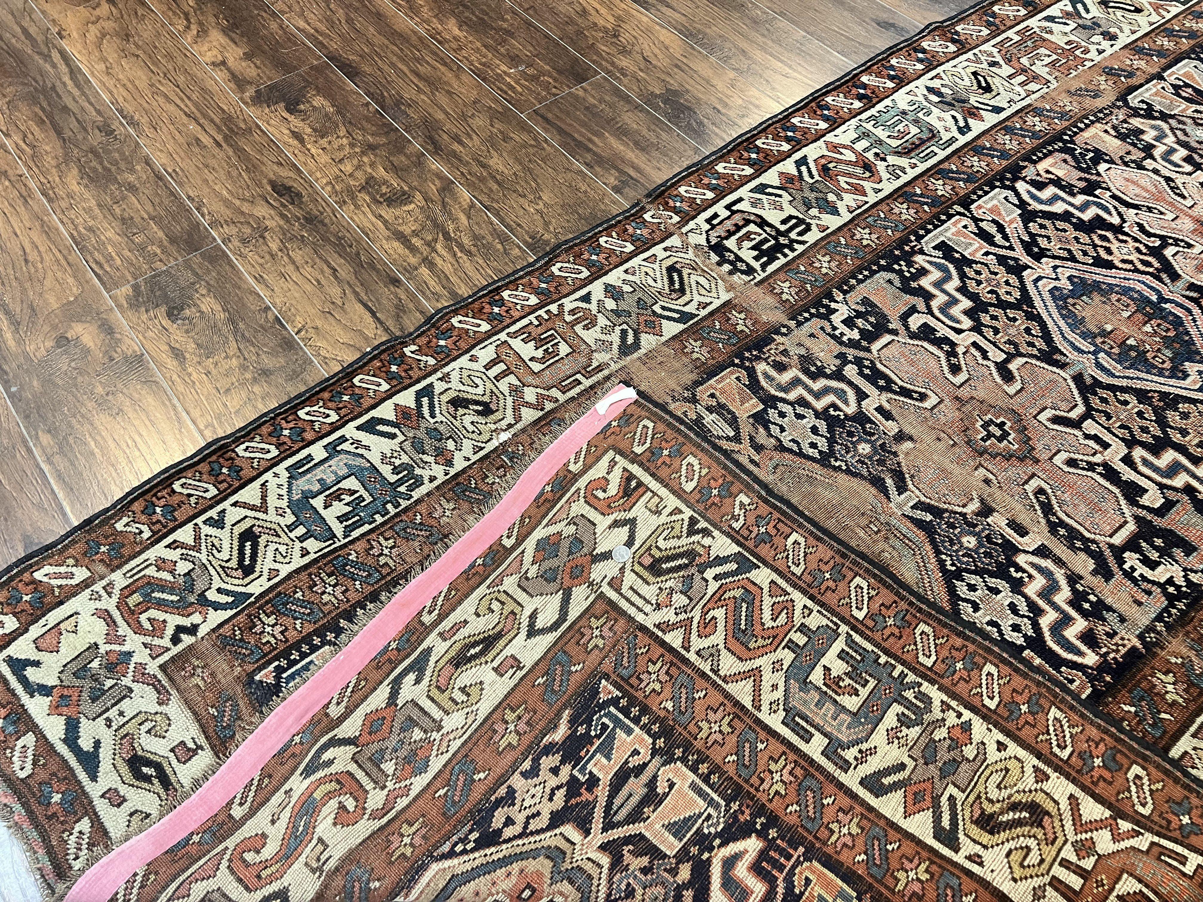 Antique Persian Tribal Runner Rug 4.6 x 9.8, Kurdish Runner, Rug for Hallway or Kitchen, 1920s Carpet, Wool Handmade Rug