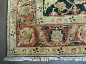 8' X 9' Handmade Pakistan Wool Cotton Rug Peshawar Black Floral Nice # 200C