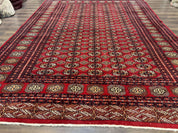 Bokhara Rug 9x12, Red Turkoman Rug, Pakistani Rug, Tribal Carpet, Wool Rug, Red Rug