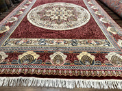 Wonderful Aubusson Rug 10x14, Red Maroon, Elegant, Fine 200 KPSI