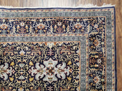 Navy Blue Persian Kashan Rug, Hand-Knotted, Wool, 4' 8" x 7' 4", Pair B