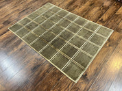 Tibetan Rug 4x6, Green Wool Handmade Area Rug 4 x 6, Panel Design, Modern Contemporary