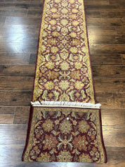 Indian Agra Runner Rug 2.6 x 17.5, Long Runner Rug for Hallway, Floral Handmade