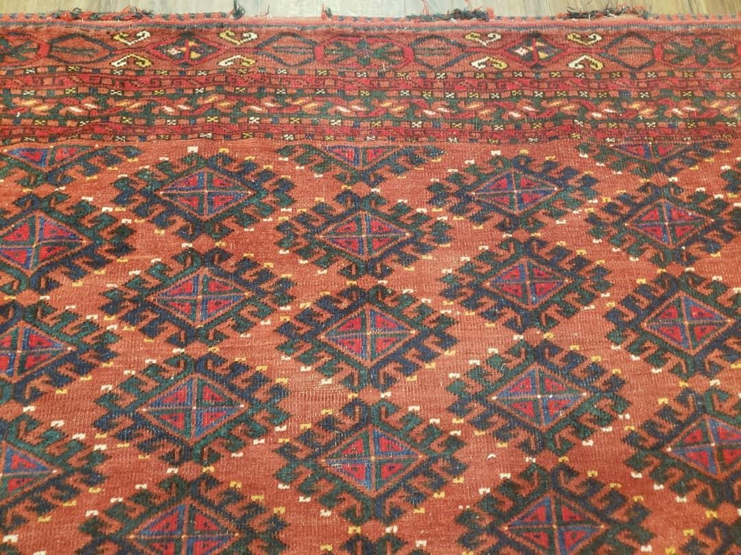 Antique Turkoman Rug 3'4" x 5', Collecticble Yamud Oriental Rug, Seat Pillow Cushion Cover, Tribal Mat, Wool Red Hand-Knotted Mafresh Carpet