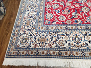 Persian Nain Rug 8x12, Red and Ivory, Signed