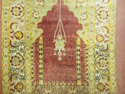 4' 5" X 7' Antique HandmadeTurkish Prayer Melas Oushak Wool Rug Mehrab Nice