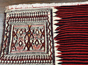 Persian Tribal Nomadic Saddle Cover Rug, Antique, Handmade, Wool, Red Ivory Black, Collectible, Shashavan
