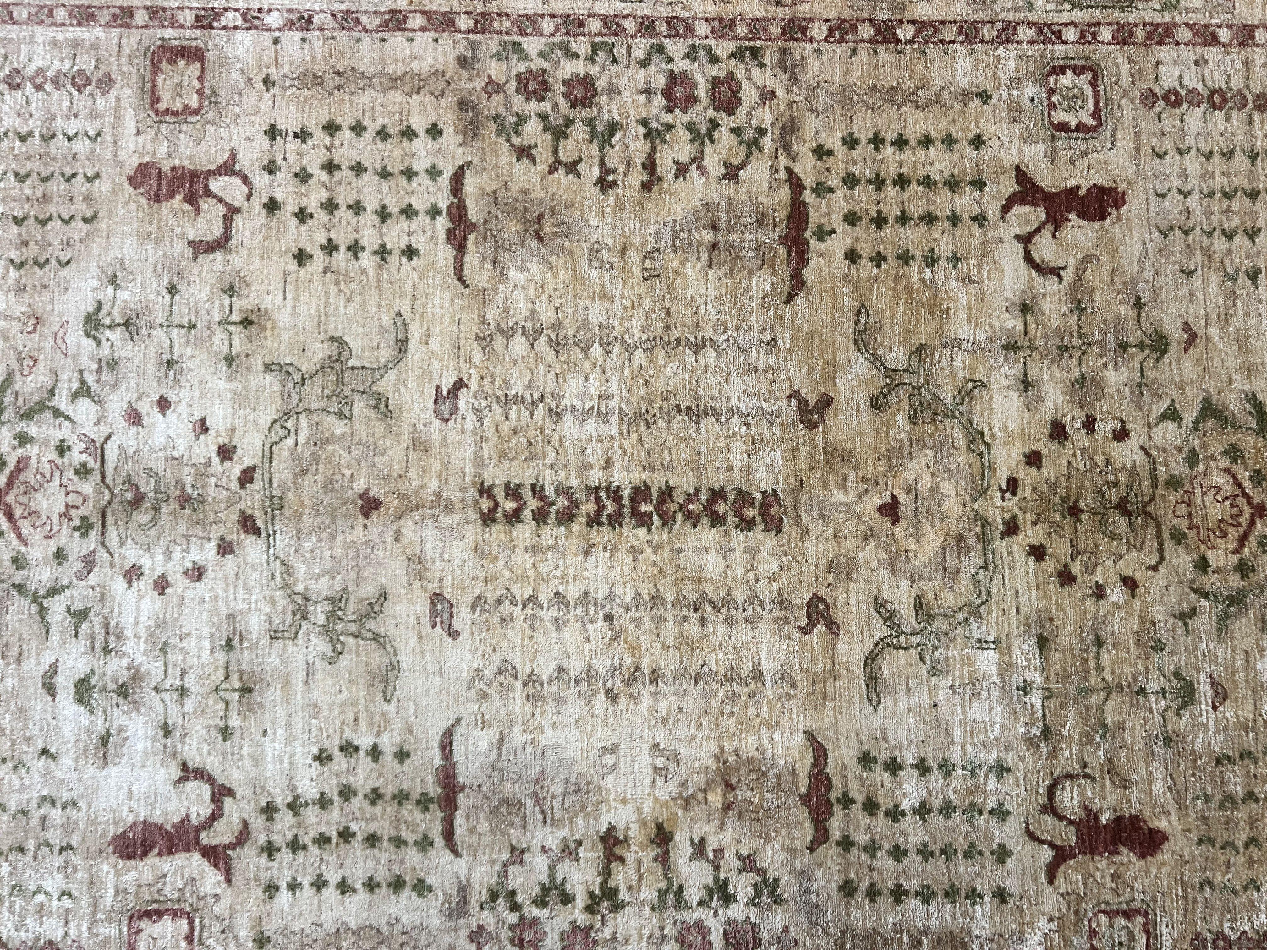 Pakistani Oushak Rug 6 x 9.6, Handmade Wool Peshawar Carpet, Farmhouse Rug