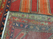 4' 10" X 11' Antique Handmade Turkish Kazak Wool Rug SHIELD Hand Knotted Red