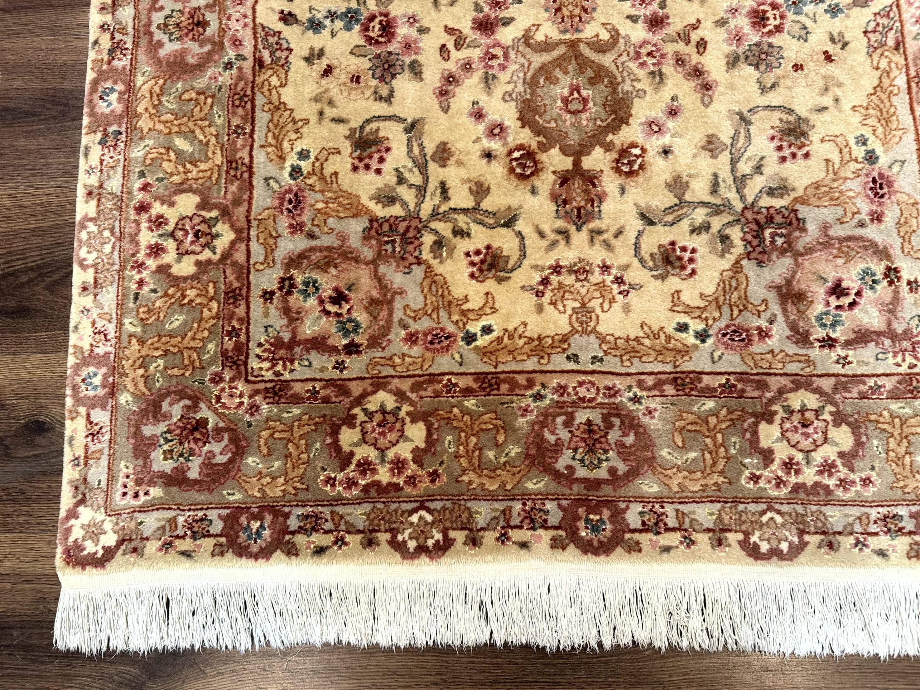 Sino Persian Rug 4x6, Wool and Silk Highlights, Fine 200 KPSI