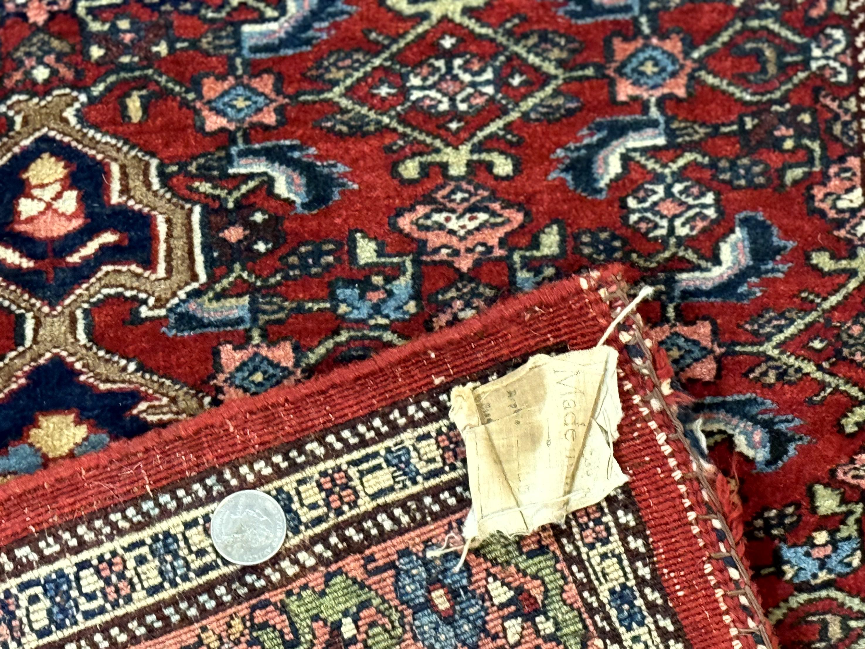 Persian Bidjar Rug 2.7 x 4, Red and Navy Blue, Small Persian Area Rug, Semi Antique