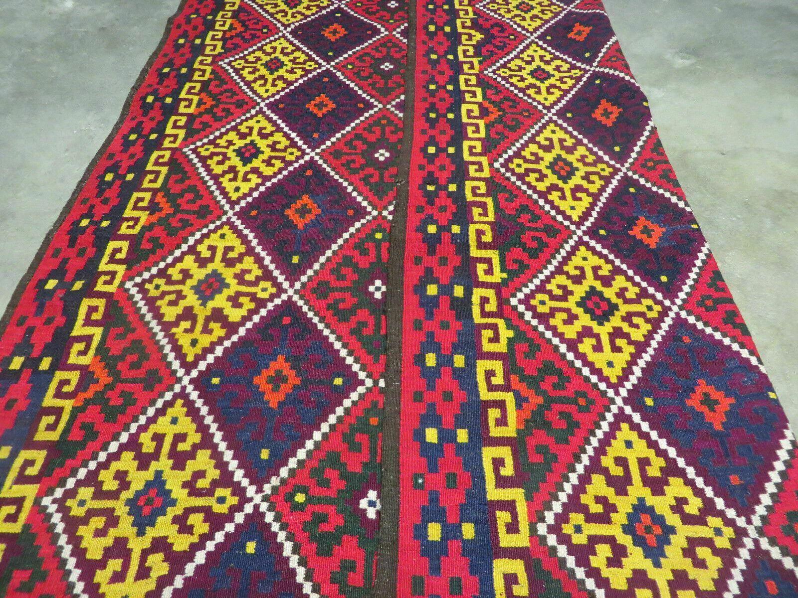 6' X 13' Antique Turkish Kilim Handmade Flat Weave Wool Rug Veg Dye